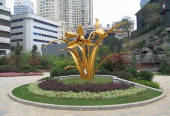 蘭花雕塑精選，露天雕塑，不銹鋼蘭花雕塑制作廠家