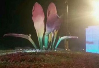 彩繪蘭花雕塑