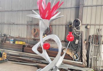 石榴花雕塑預定，小區擺件，不銹鋼石榴花雕塑公司
