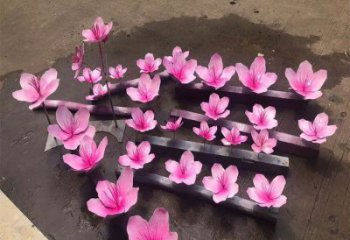 桃花雕塑工廠，美陳雕塑，烤漆桃花雕塑標準