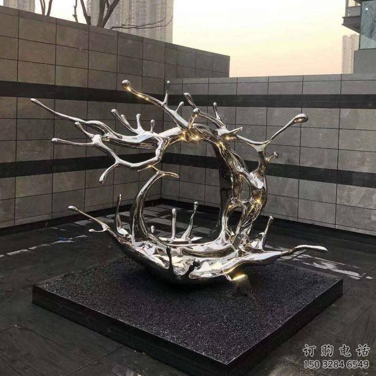 庭院海浪雕塑，鍍金歐式雕塑，鏡面形式