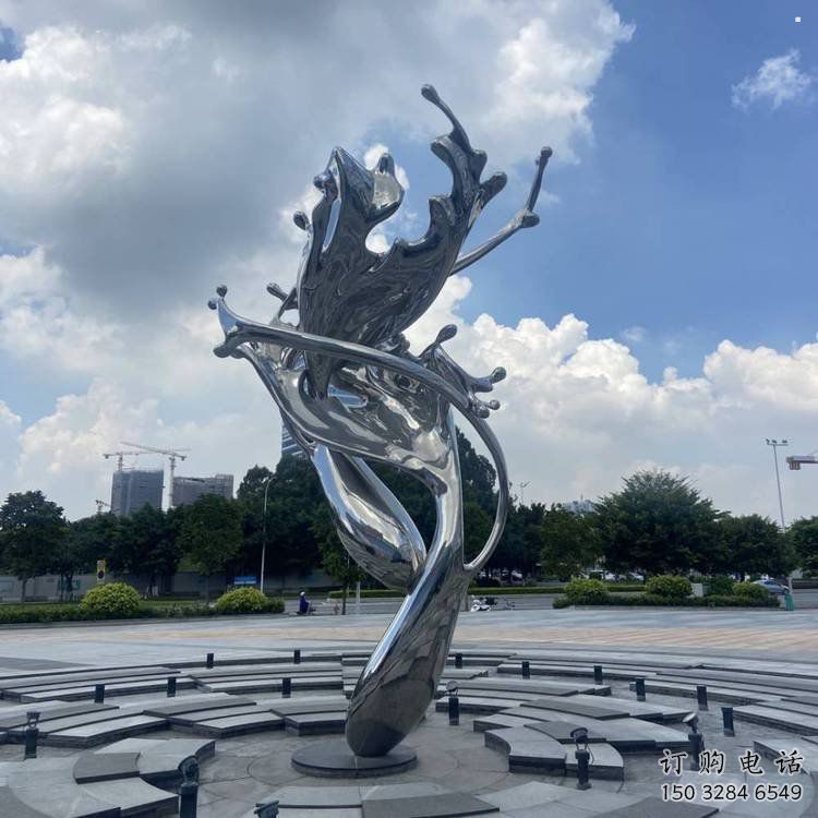 園林海浪雕塑，噴漆景觀(guān)雕塑，鏡面形式