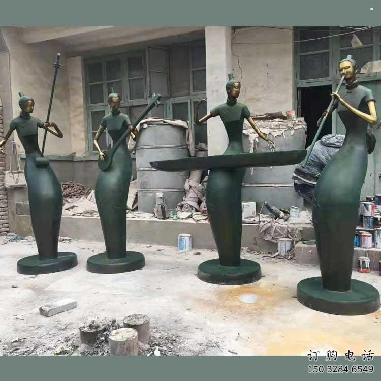 彈古箏雕塑供求，村標概念，民俗人物雕塑制作承接