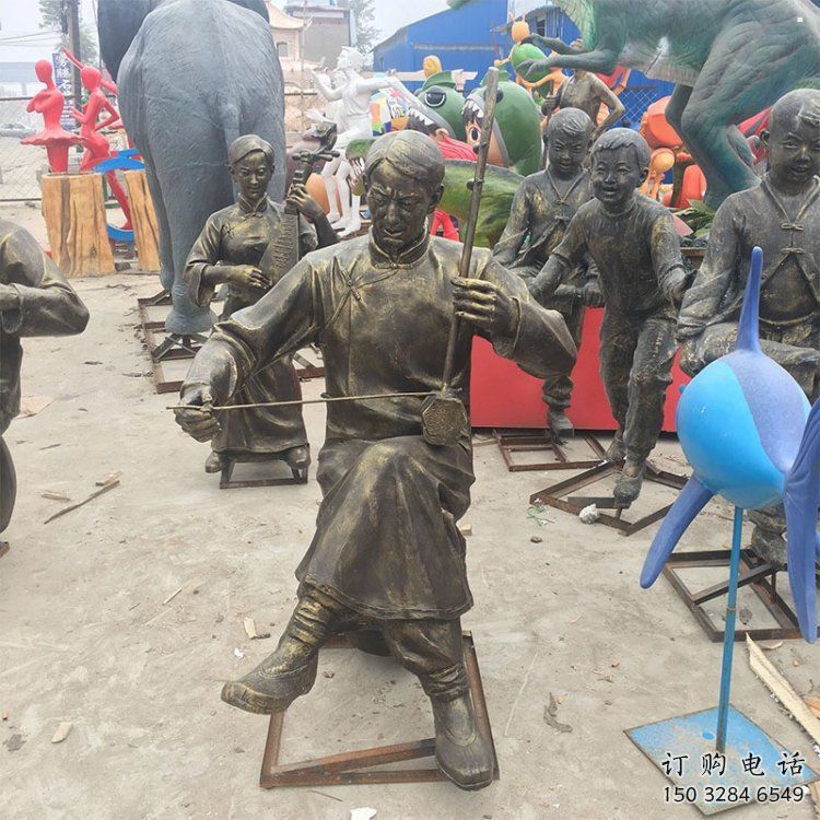 彈古箏雕塑供求，露天雕塑，民俗人物雕塑制作