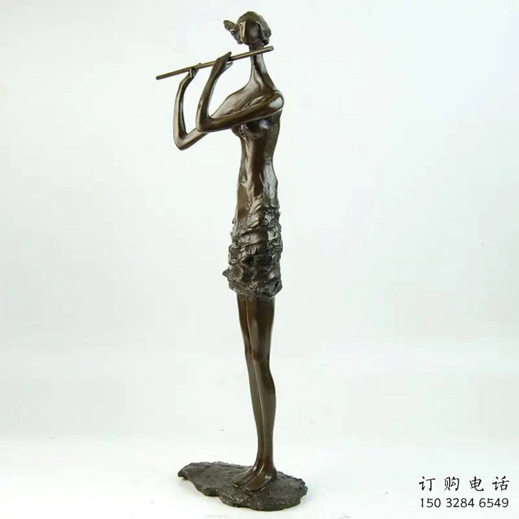 彈古箏雕塑批發，美陳雕塑，主題民俗人物雕塑標準