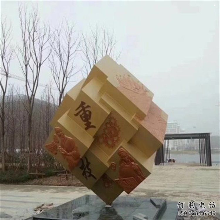 抽象魔方雕塑優(yōu)選，拉絲工藝，別墅字體魔方雕塑承接