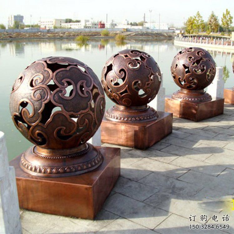 鏤空球雕塑生產(chǎn)，鋼管組合，烤漆鏤空球雕塑廠家
