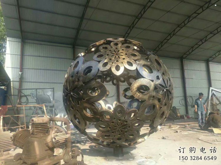 球體雕塑供應，花園小品，不銹鋼球體雕塑展品