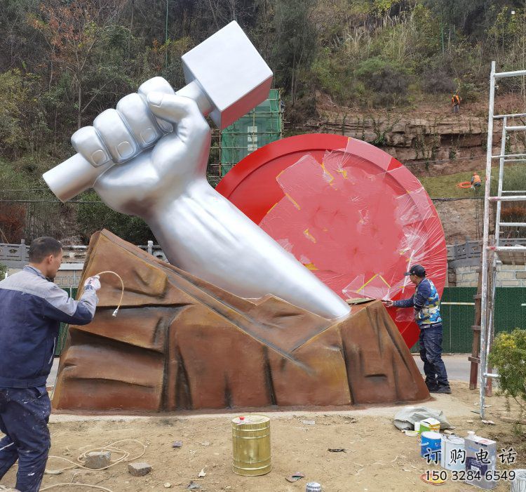 拳頭雕塑預定，白鋼構件，不銹鋼拳頭雕塑選定