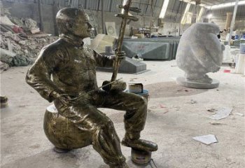 拉二胡雕塑預定，小區(qū)擺件，民俗人物雕塑主題精品