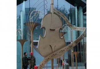 提琴雕塑定制，市標雕塑，不銹鋼提琴雕塑