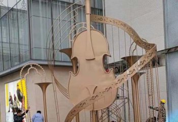 提琴雕塑優選，陸地擺件，不銹鋼提琴雕塑制作承接