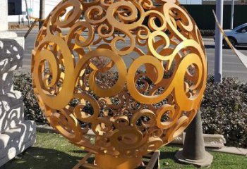 鏤空球雕塑制作，廣場(chǎng)雕塑，烤漆鏤空球雕塑廠家