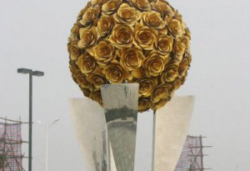 花球雕塑精選，市標雕塑，不銹鋼花球雕塑廠家