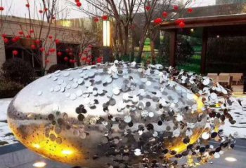 花紋球雕塑精選，陸地擺件，不銹鋼花紋球雕塑展品
