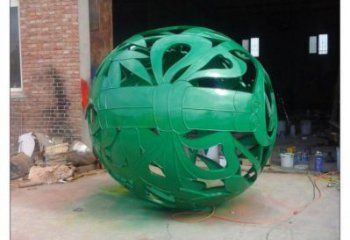 花紋球雕塑制作，酒店擺件，不銹鋼花紋球雕塑訂做