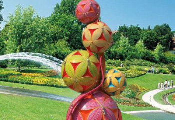繡球雕塑服務商，公園小品，地產不銹鋼繡球雕塑廠家