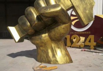 拳頭雕塑優選，景區案例，抽象不銹鋼拳頭雕塑選用