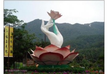 手拈花雕塑，街頭藝術，不銹鋼手拈花雕塑展品