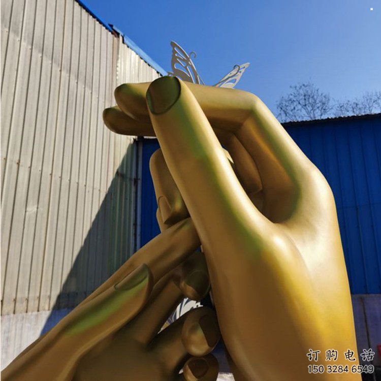 握手雕塑精選，街景小品，不銹鋼握手雕塑指用廠家