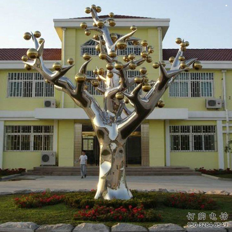 樹(shù)干雕塑供需，室外軟裝，藝術(shù)不銹鋼樹(shù)干雕塑指用