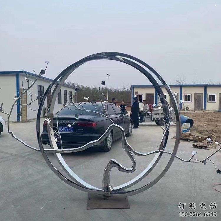 圓環樹雕塑點擊，景觀雕塑，不銹鋼圓環樹雕塑制作
