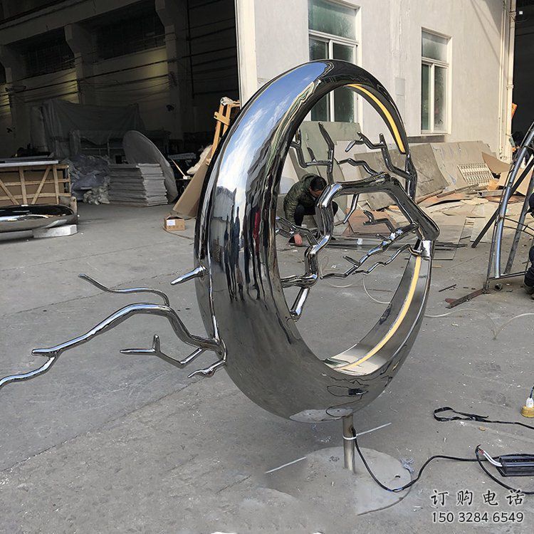 圓環(huán)樹雕塑供應，花園小品，不銹鋼圓環(huán)樹雕塑展品