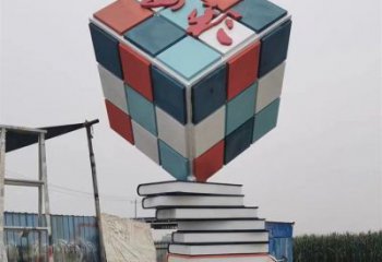 疊書雕塑工廠選用，街道標(biāo)識，不銹鋼疊書雕塑制作