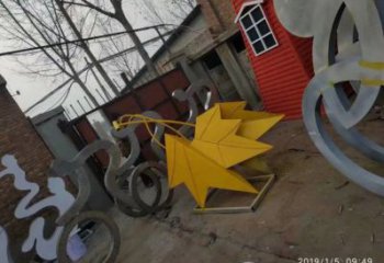 楓葉雕塑制作，園林裝飾，建筑烤漆楓葉雕塑廠家