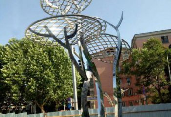 蘑菇樹雕塑供給，戶外雕塑，不銹鋼楓葉雕塑選用