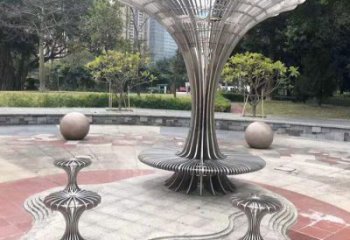 抽象傘樹(shù)雕塑供需，美陳雕塑，歐式鏤空傘樹(shù)雕塑承接