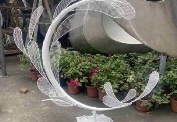 景觀樹葉雕塑訂做，街景小品，鏤空烤漆樹葉雕塑定制