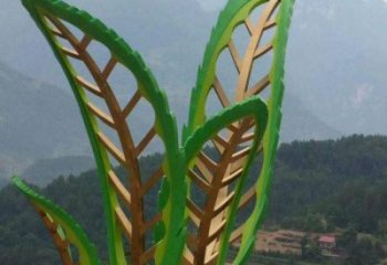樹葉雕塑定做，公園小品，戶外烤漆樹葉雕塑廠家