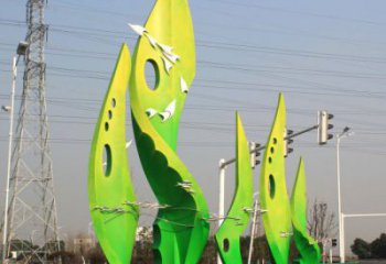 樹葉雕塑觀賞型，小區雕塑，園林烤漆樹葉雕塑優價