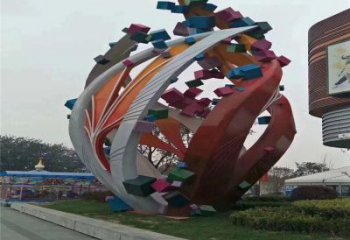 樹葉雕塑精選，市標(biāo)雕塑，金屬烤漆樹葉雕塑廠家