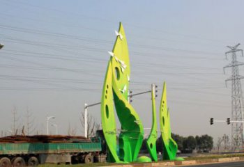 樹葉雕塑選用，建筑標(biāo)識雕塑，烤漆樹葉雕塑廠家