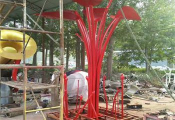 花樹雕塑定做，公園小品，烤漆不銹鋼花樹雕塑定價