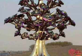 花樹(shù)雕塑加工商，鋼管組合，鈦金不銹鋼花樹(shù)雕塑定做