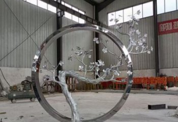 梅花樹(shù)雕塑加工，美陳雕塑，不銹鋼梅花樹(shù)雕塑生產(chǎn)商