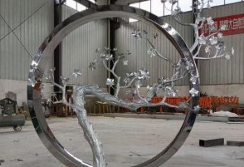 梅花樹(shù)雕塑制造，城區(qū)小品，不銹鋼梅花樹(shù)雕塑提供