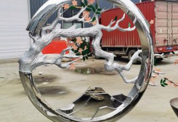 梅花樹(shù)雕塑制作，公園小品，不銹鋼梅花樹(shù)雕塑訂做