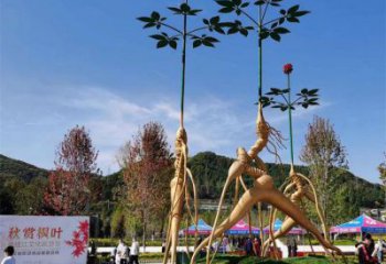 人參雕塑優(yōu)選，白鋼構(gòu)件，不銹鋼人參樹雕塑廠家