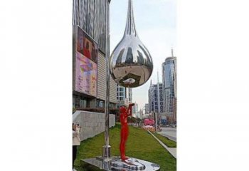 水滴雕塑專供，園林裝飾，不銹鋼鏡面水滴雕塑批發