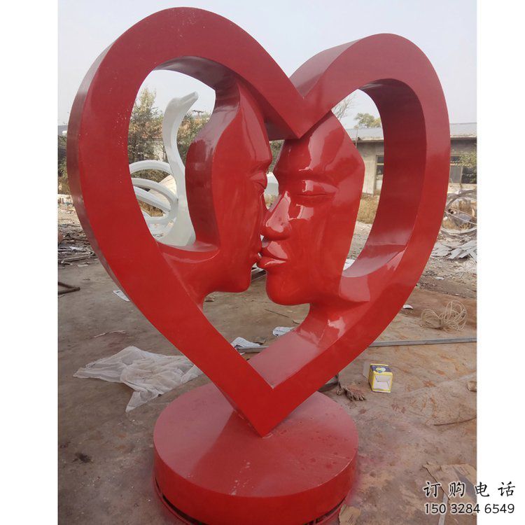 愛心雕塑展品，彩鋼制作，酒店烤漆愛心雕塑精品