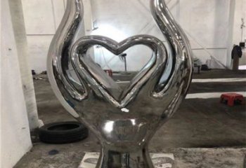 大型心形雕塑常用，戶外擺放，鏡面心形雕塑展示專供