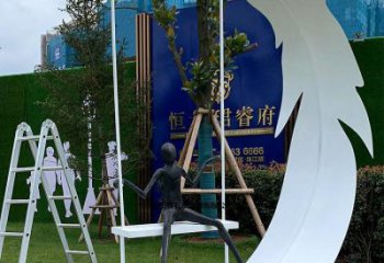 幾何羽毛雕塑
