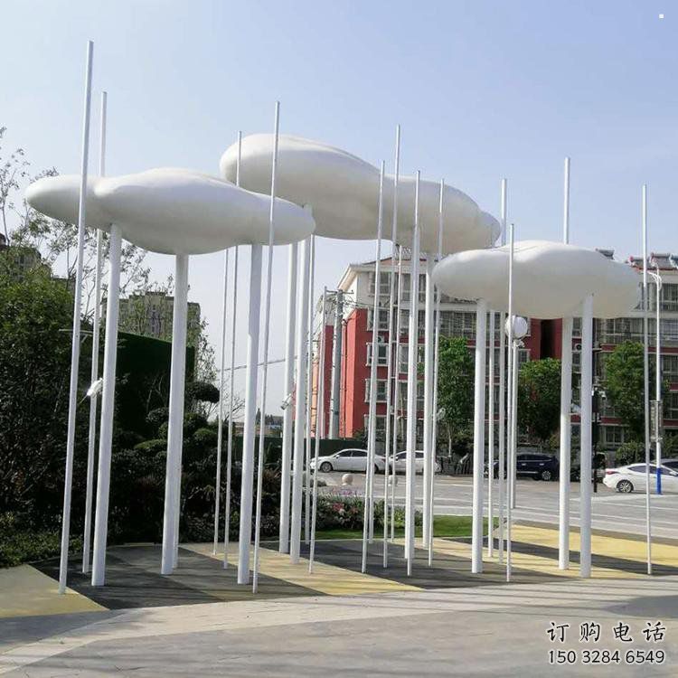 室內(nèi)云朵雕塑，拉絲景觀雕塑，抽象效果