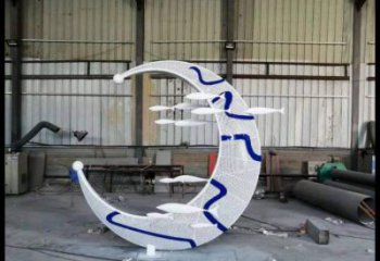 幼兒園月牙雕塑，鐵藝文化雕塑，鑄造制作