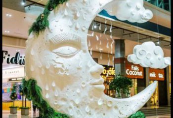 月亮雕塑展品，彩鋼制作，酒店不銹鋼月亮雕塑精品