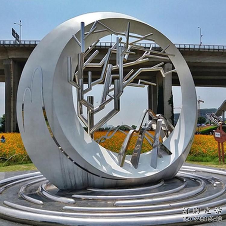 大型圓環雕塑公司，花園小品，不銹鋼圓環雕塑提供